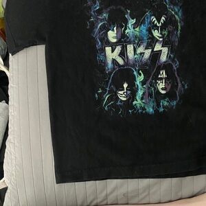 Kiss Black Tee with Neon Green, Blue & Purple Graphic kids M